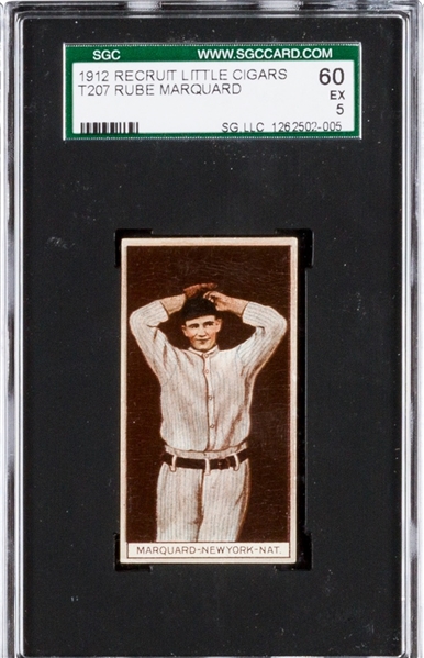 1912 T207 RECRUIT RUBE MARQUARD HALL OF FAME EX 5 SGC 60