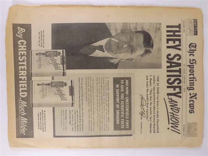 1953 1/7/53 THE SPORTING NEWS NEWSPAPER YANKS TAB PROFITS