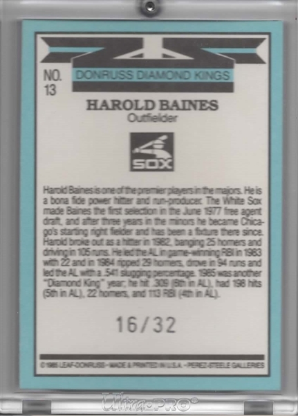 DONRUSS RECOLLECTION SIGNATURE 1986 HAROLD BAINES 16/32 !!