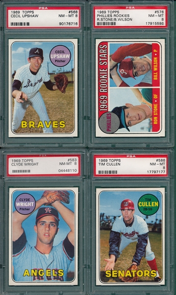 1969 TOPPS LOT OF 108 CARDS ALL PSA NO DUPLICATES OR QUALIFIERS!