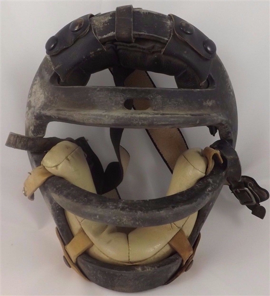 VINTAGE 1950'S - 60'S CATCHERS UMPIRE BASEBALL MASK STEEL & LEATHER! WITH STRAPS