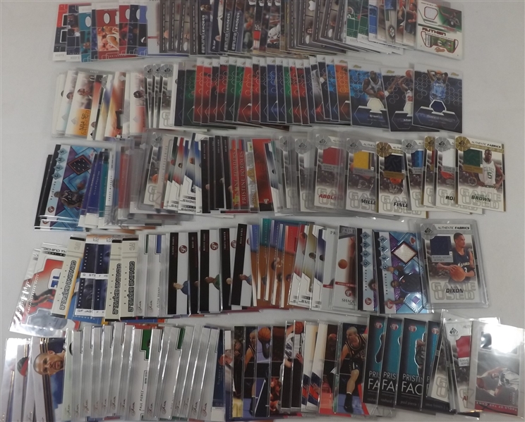 LOT OF 189 BASKETBALL JERSEY INSERT CARDS ALL GAME USED! WITH STARS & HOF!!