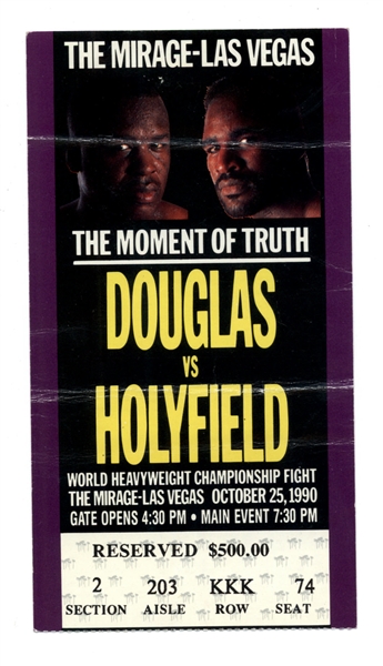 10/25/90 BUSTER DOUGLAS EVANDER HOLYFIELD HEAVYWEIGHT CHAMPIONSHIP FIGHT TICKET
