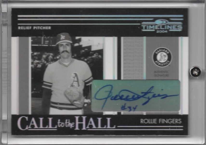 2004 DONRUSS TIMELINES SILVER CALL TO THE HALL SIGNED ROLLIE FINGERS CH-23 4/100