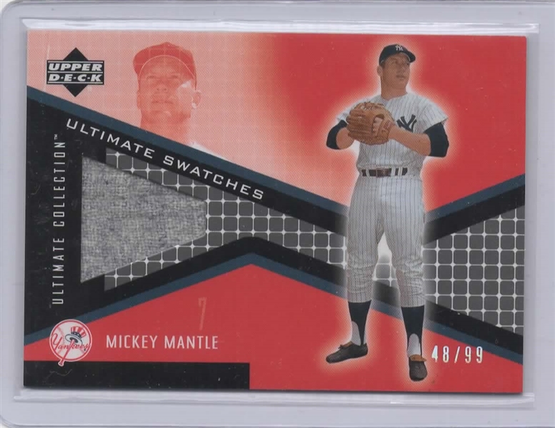 2002 UPPER DECK ULTIMATE SWATCHES MICKEY MANTLE GAME WORN 48/99