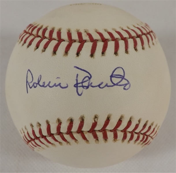 -2001 ROBIN ROBERTS AUTOGRAPHED OML BASEBALL CERTIFIED BY PLAYOFF ABSOLUTE 390/500