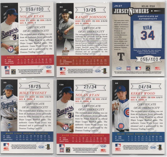 2003 LEAF LIMITED LOT OF 11 GAME USED JERSEYS W/ HALL OF FAMERS!