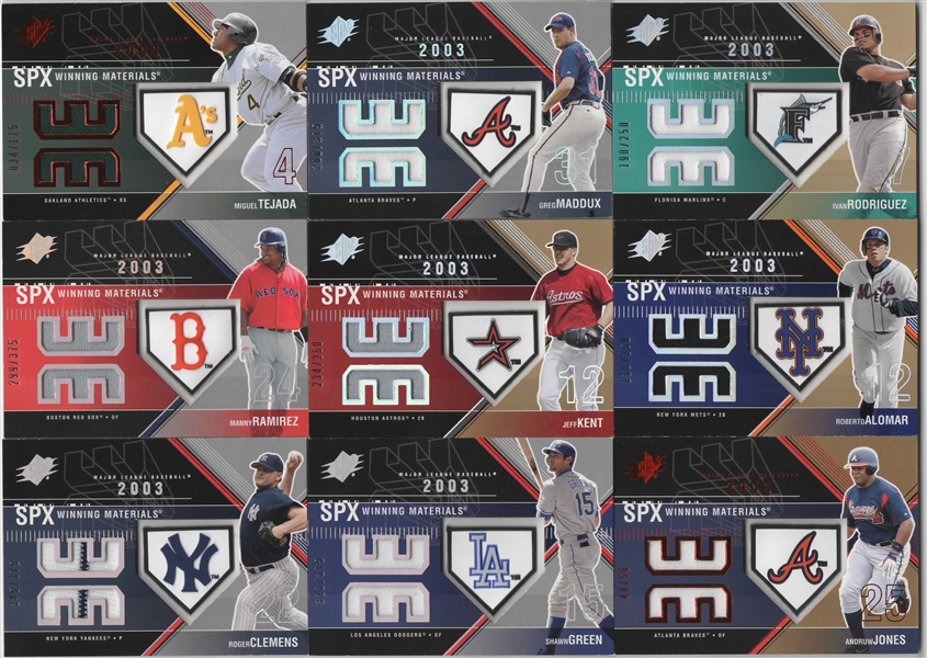 2003 SPX WINNING MATERIALS GAME USED LOT OF 21
