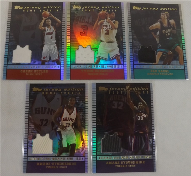 --2002-03 TOPPS JERSEY EDITION BASKETBALL LOT OF 83 GAME WORN + 4 NUM. /99