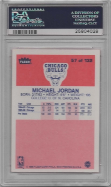 1986 FLEER #57 MICHAEL JORDAN ROOKIE PSA 6