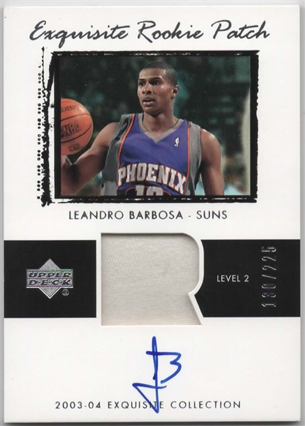 2003-04 UD EXQUISITE COLLECTION ROOKIE PATCH SIGNED #54 LEANDRO BARBOSA 130/225