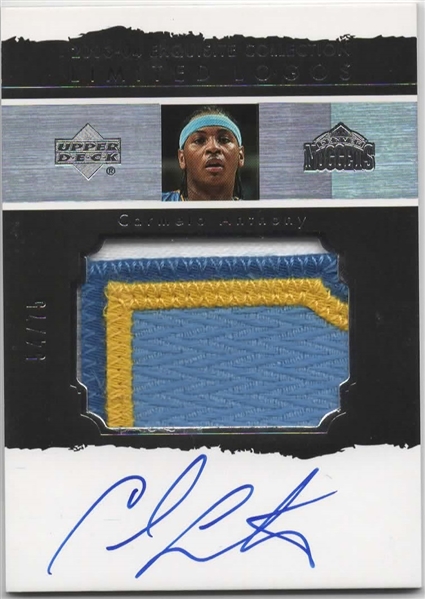2003-04 UD EXQUISITE COLLECTION LIMITED LOGOS SIGNED #LL-CA1 CARMELO ANTHONY RC 54/75