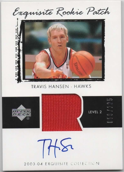 2003-04 UD EXQUISITE COLLECTION ROOKIE PATCH SIGNED #46 TRAVIS HANSEN 059/225