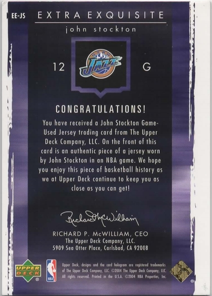 2003-04 UD EXTRA EXQUISITE COLLECTION JOHN STOCKTON G/U PATCH /75