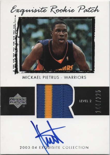 2003-04 UD EXQUISITE COLLECTION  ROOKIE PATCH SIGNED #71 MICKAEL PIETRUS /225