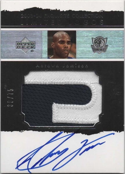 2003-04 UD EXQUISITE COLLECTION LIMITED LOGOS SIGNED #LL-AJ ANTAWN JAMISON /75