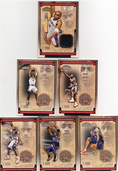 --2002/03 FLEER SHOWCASE VINCE CARTER LEGACY COLLECTION LOT OF (5) /1000 PLUS G/W WARM-UP.