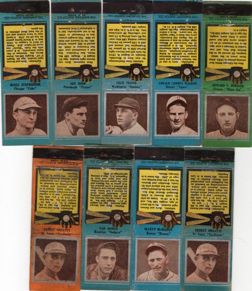 1934 DIAMOND MATCHBOOK COVER LOT OF 10