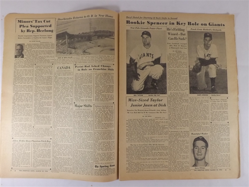 1953 3/18/53 THE SPORTING NEWS NEWSPAPER GAME STRIKING GOLD IN BOOMING CANADA