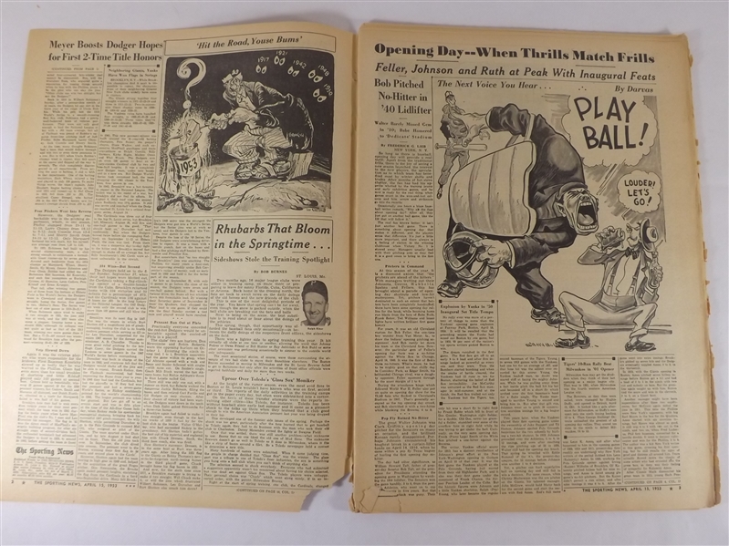 1953 4/15/53 THE SPORTING NEWS NEWSPAPER 20 MILLION TO BE SPENT ON O.B. AIRCASTS