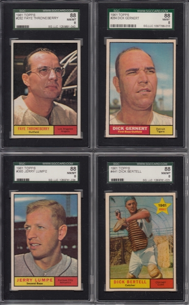 1961 TOPPS LOT OF 8 NO DUPLICATES ALL SGC 8