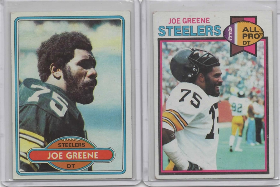 --VINTAGE 1979 & 1980 TOPPS MEAN JOE GREENE FOOTBALL CARDS. NICE!