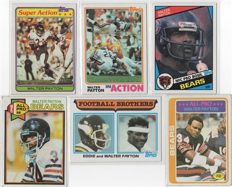 -- WALTER PAYTON , VINTAGE LOT OF (6) DIFFERENT CHICAGO BEARS TOPPS FOOTBALL CARDS!
