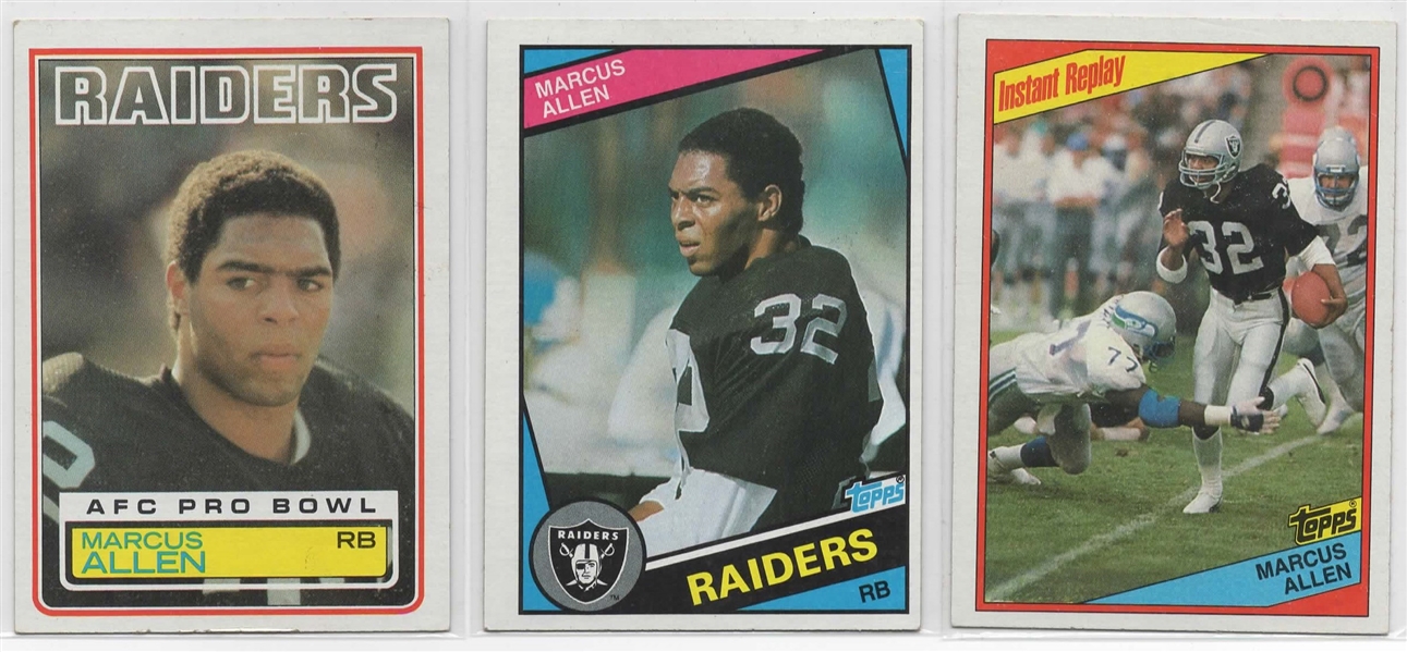 --1983 MARCUS ALLEN TOPPS RC PLUS 2 1984 TOPPS FOOTBALL CARDS OF ALLEN