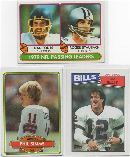 --LOT OF  (3) TOPPS QUARTERBACKS -SIMMS, KELLY, FOUTS/ STAUBACH. YEARS 80 & 87