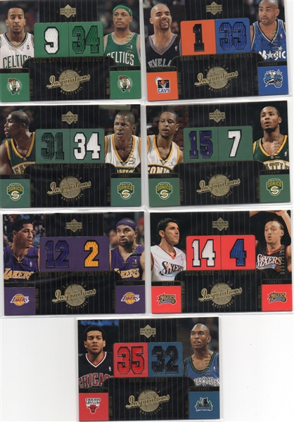 --2002/03 UD INPIRATIONS LOT OF 13 DUEL GAME-USED JERSEYS CARDS,ALL CARDS #/1500