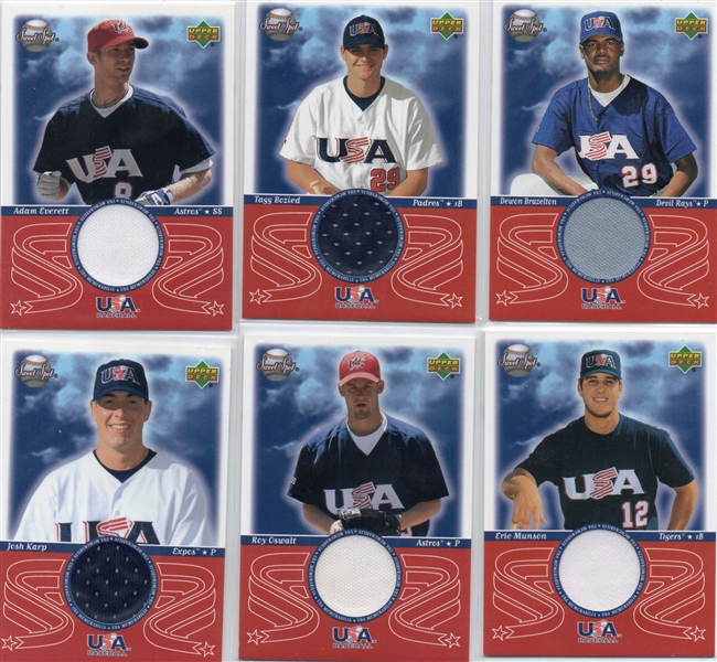 --2002 UD SWEET SPOT USA BASEBALL GAME-USED JERSEY TRADING CARDS.....