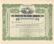 1903 NEW YORK YANKEES STOCK CERTIFICATE RARE UNISSUED EXAMPLE