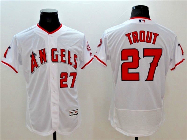 MIKE TROUT WHITE ANGELS MAJESTIC JERSEY