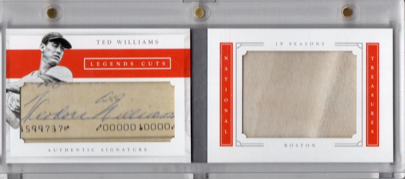 2016 PANINI NATIONAL TREASURES LEGENDS CUTS TED WILLIAMS SIGNED CHECK & GAME USED JERSEY SWATCH! 2/10