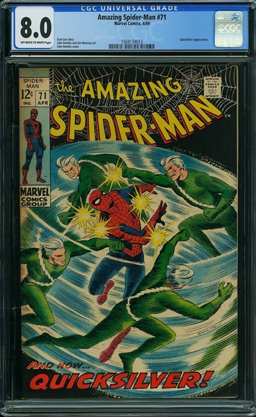 1969 THE AMAZING SPIDER-MAN #71 BLACK COVER! CGC 8.0