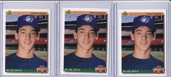 SHAWN GREEN ROOKIE CARD LOT OF 4 UPPER DECK & TOPPS