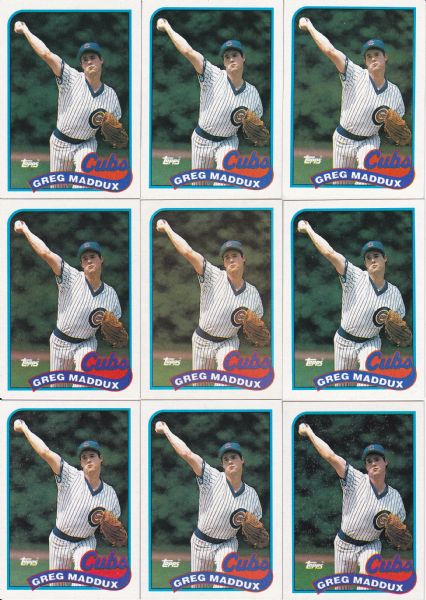 1989 TOPPS #240 GREG MADDUX 9 CARD LOT HALL OF FAME