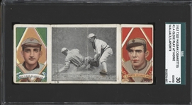 1912 T202 HASSAN TRIPLE FOLDERS A CLOSE PLAY AT HOME WALLACE LAPORTE SGC 2