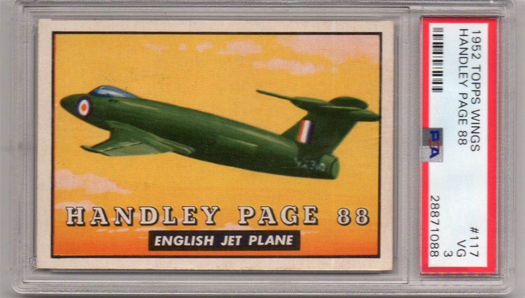 ---1952 TOPPS WINGS #117 HANDLEY PAGE 88 VG PSA 3 