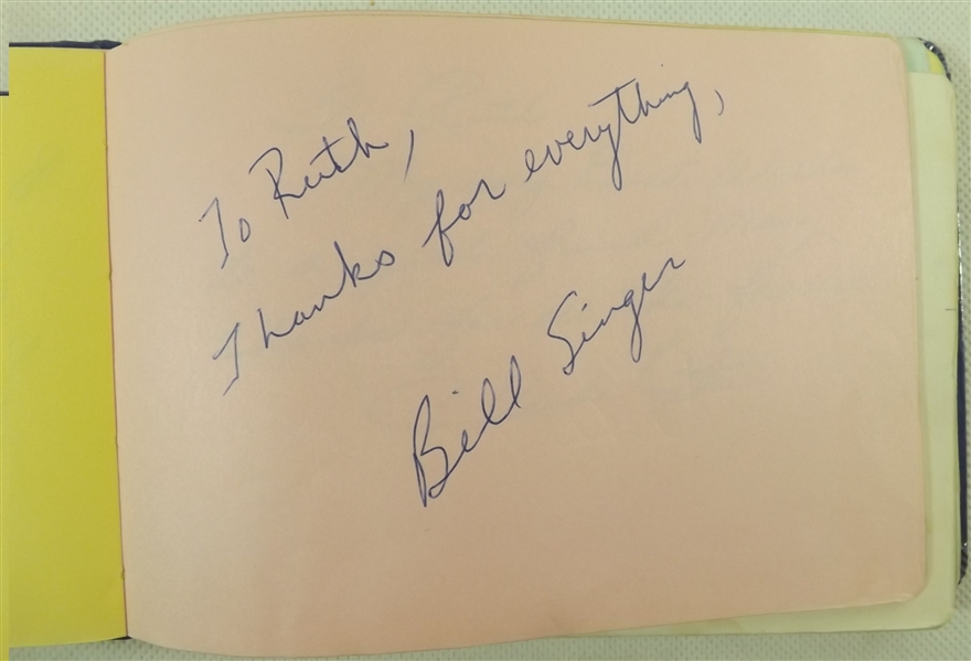 ---VINTAGE AUTOGRAPH BOOK FILLED WITH HOF'S KOUFAX ROBINSON GIBSON SUTTON BROCK & MORE