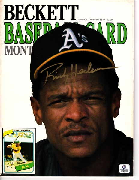 *--1989 BECKETT MONTHLEY HAND SIGNED BY RICKEY HENDERSON