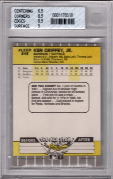 KEN GRIFFEY JR. BASEBALL CARD COLLECTION W/ ROOKIES FLEER & DONRUSS