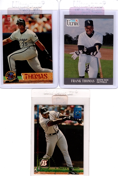 FRANK THOMAS CARD COLLECTION W/ GAME USED JERSEY BGS 9 MINT & PREVIEW BOWMAN