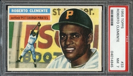 1956 TOPPS #33 ROBERTO CLEMENTE 2ND YR. CARD PSA 7