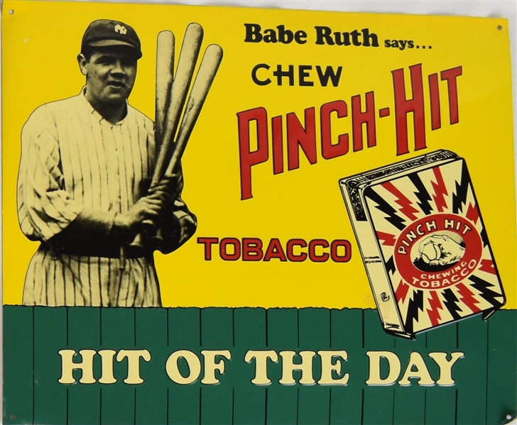 BABE RUTH 1991 PITCH-HIT TOBACCO EARLY 1900'S DESIGN TIN DISPLAY