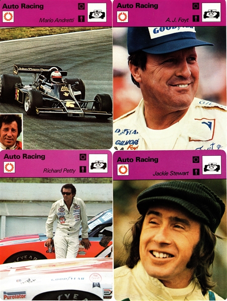 --1977-79 SPORTSCASTER AUTO RACING LOT OF (130) ANDRETTI,FOYT,PETTY & MORE