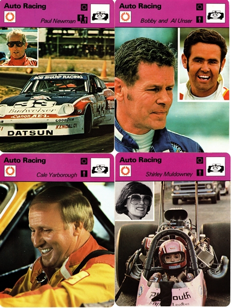 --1977-79 SPORTSCASTER AUTO RACING LOT OF (130) ANDRETTI,FOYT,PETTY & MORE