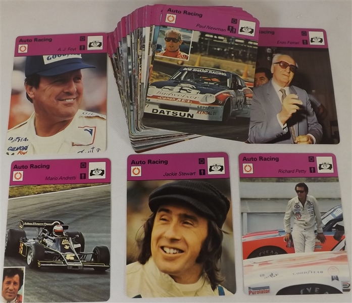 --1977-79 SPORTSCASTER AUTO RACING LOT OF (130) ANDRETTI,FOYT,PETTY & MORE