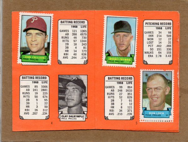 1969 TOPPS STAMP ALBUM PHILADELPHIA PHILLIES