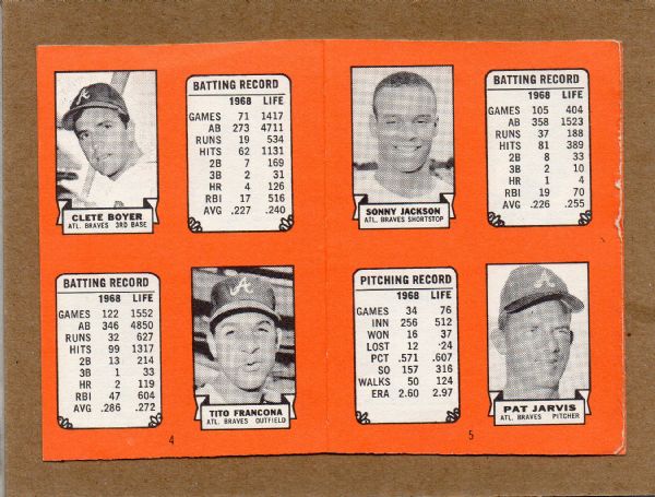 1969 TOPPS STAMP ALBUM ATLANTA BRAVES